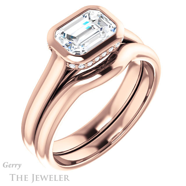 Emerald Cut Forever Brilliant Moissanite Engagement Ring #GTJ1242-emerald-fb-r