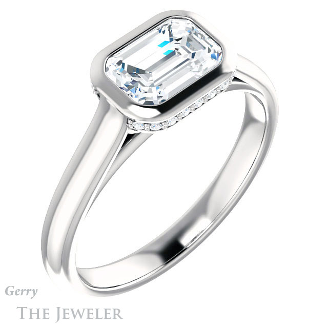 Emerald Cut Forever Brilliant Moissanite Engagement Ring #GTJ1242-emerald-fb-w