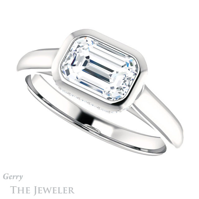 Emerald Cut Forever Brilliant Moissanite Engagement Ring #GTJ1242-emerald-fb-w