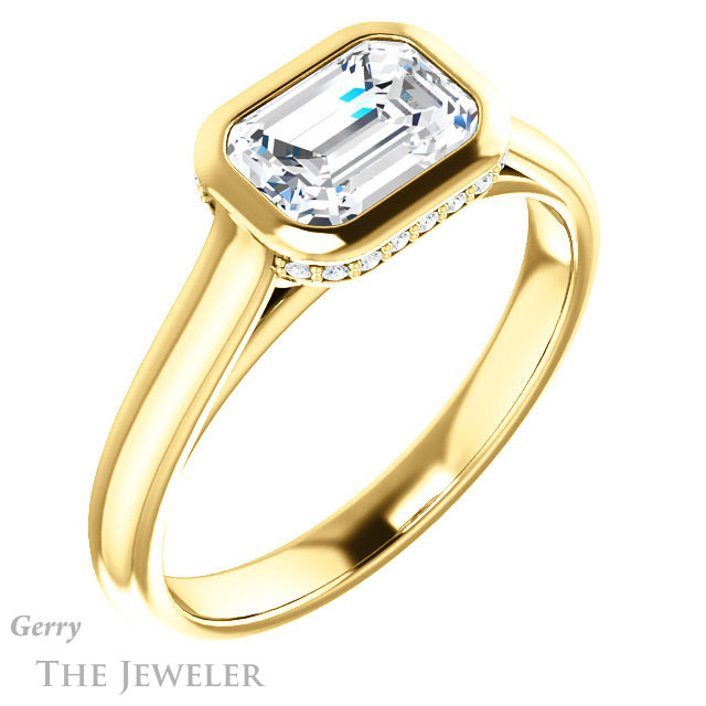 Emerald Cut Forever Brilliant Moissanite Engagement Ring #GTJ1242-emerald-fb-y