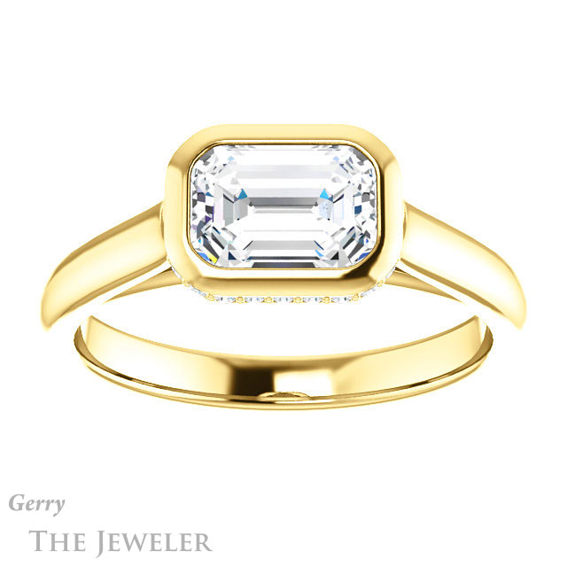 Emerald Cut Forever Brilliant Moissanite Engagement Ring #GTJ1242-emerald-fb-y