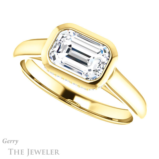Emerald Cut Forever Brilliant Moissanite Engagement Ring #GTJ1242-emerald-fb-y