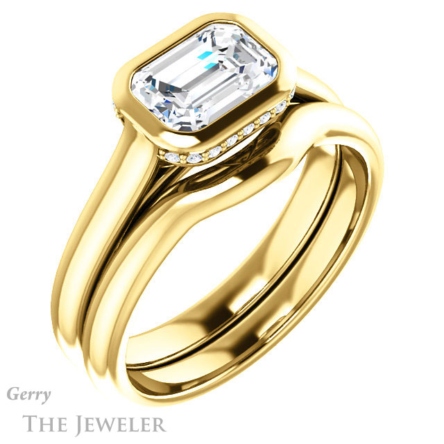 Emerald Cut Forever Brilliant Moissanite Engagement Ring #GTJ1242-emerald-fb-y