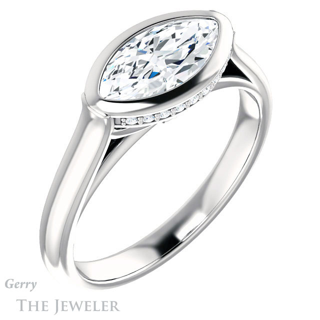 Marquise Cut Forever One Moissanite Engagement Ring #GTJ1242-marquise-fb-w 4 Marquise Cut Forever Brilliant Moissanite Engagement Ring #GTJ1242-marquise-fb-w