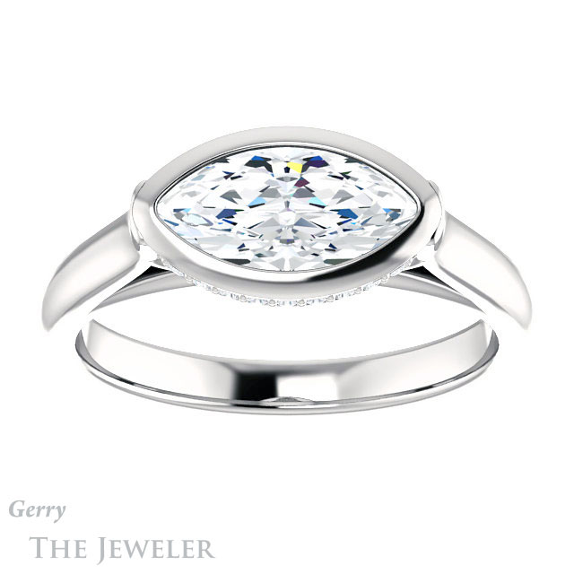Marquise Cut Forever One Moissanite Engagement Ring #GTJ1242-marquise-fb-w 1 Marquise Cut Forever Brilliant Moissanite Engagement Ring #GTJ1242-marquise-fb-w