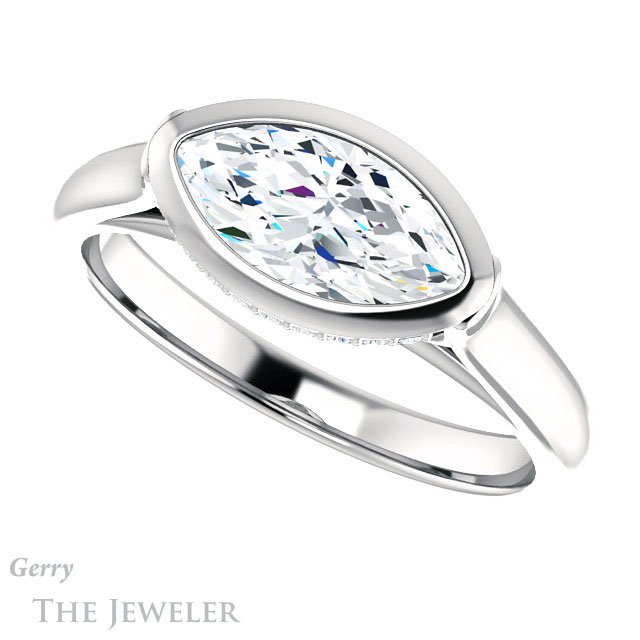 Marquise Cut Forever One Moissanite Engagement Ring #GTJ1242-marquise-fb-w 5 Marquise Cut Forever Brilliant Moissanite Engagement Ring #GTJ1242-marquise-fb-w