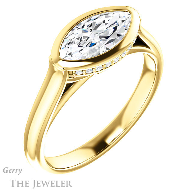 Marquise Cut Forever One Moissanite Engagement Ring #GTJ1242-marquise-fb-y 4 Marquise Cut Forever Brilliant Moissanite Engagement Ring #GTJ1242-marquise-fb-y