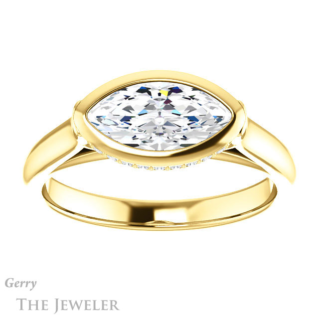 Marquise Cut Forever One Moissanite Engagement Ring #GTJ1242-marquise-fb-y 1 Marquise Cut Forever Brilliant Moissanite Engagement Ring #GTJ1242-marquise-fb-y