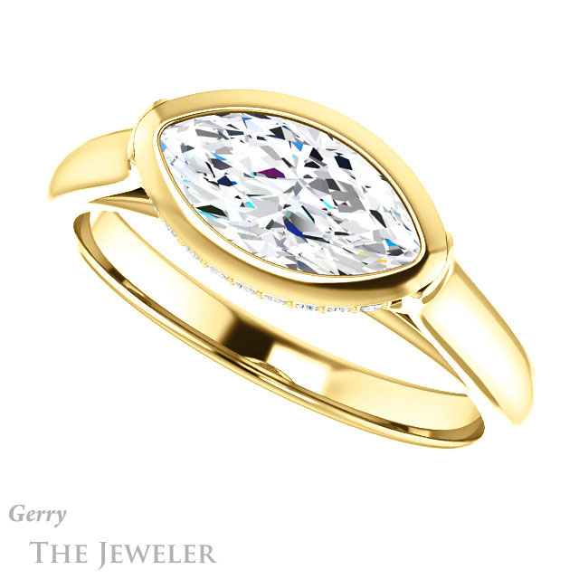 Marquise Cut Forever One Moissanite Engagement Ring #GTJ1242-marquise-fb-y 5 Marquise Cut Forever Brilliant Moissanite Engagement Ring #GTJ1242-marquise-fb-y