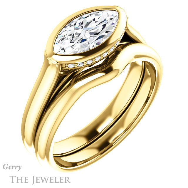 Marquise Cut Forever One Moissanite Engagement Ring #GTJ1242-marquise-fb-y 6 Marquise Cut Forever Brilliant Moissanite Engagement Ring #GTJ1242-marquise-fb-y