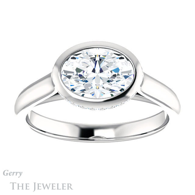 Oval Shaped Forever One Moissanite Engagement Ring #GTJ1242-oval-fo-w
