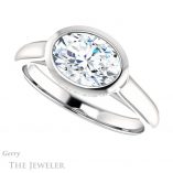 Oval Shaped Forever One Moissanite Engagement Ring #GTJ1242-oval-fo-w