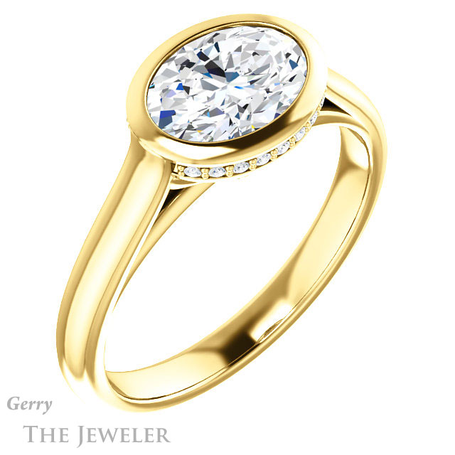 Oval Shaped Forever One Moissanite Engagement Ring #GTJ1242-oval-fo-y