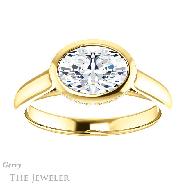 Oval Shaped Forever One Moissanite Engagement Ring #GTJ1242-oval-fo-y
