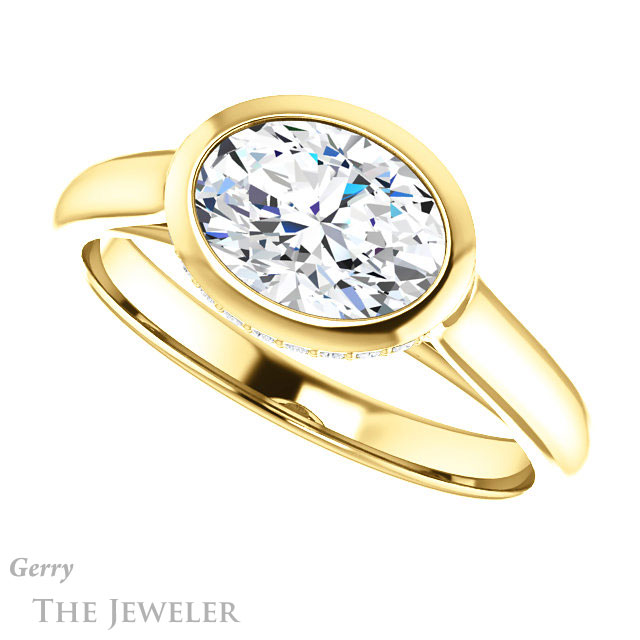 Oval Shaped Forever One Moissanite Engagement Ring #GTJ1242-oval-fo-y