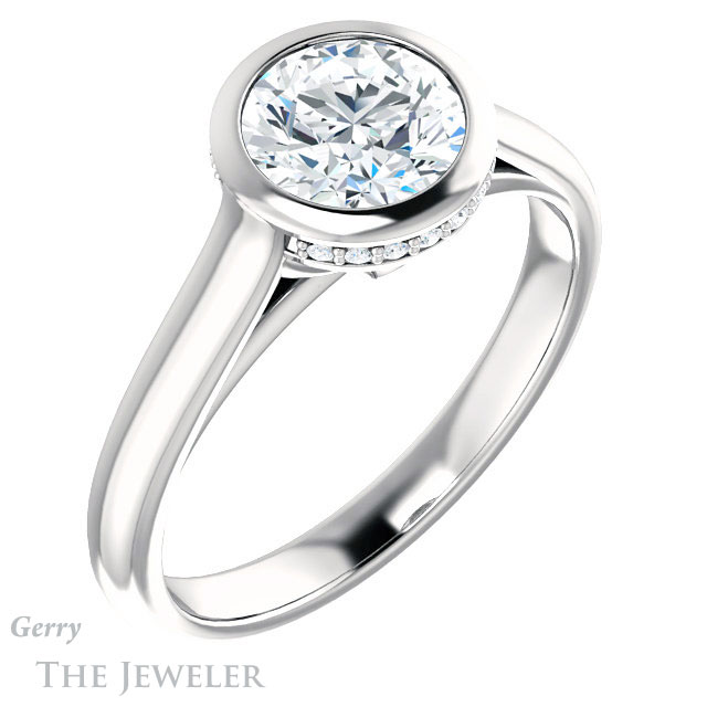 Round Cut Forever One Moissanite Engagement Ring #GTJ1242-round-fo-w 4 Round Cut Forever One Moissanite Engagement Ring #GTJ1242-round-fo-w