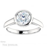 Round Cut Forever One Moissanite Engagement Ring #GTJ1242-round-fo-w 1 Round Cut Forever One Moissanite Engagement Ring #GTJ1242-round-fo-w