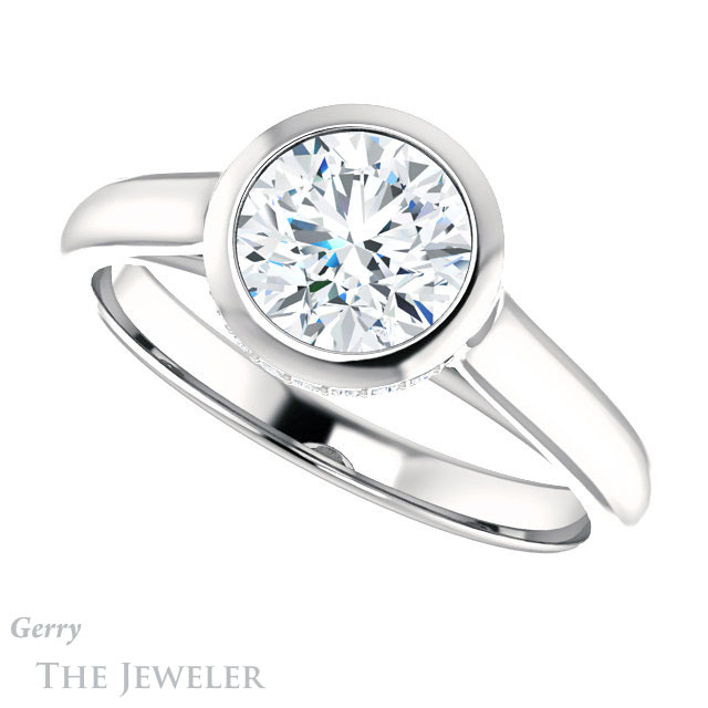 Round Cut Forever One Moissanite Engagement Ring #GTJ1242-round-fo-w 5 Round Cut Forever One Moissanite Engagement Ring #GTJ1242-round-fo-w