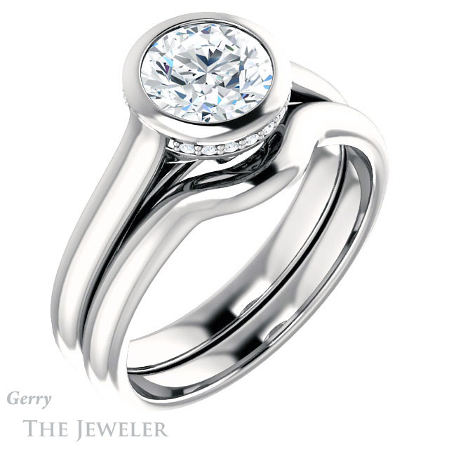 Round Cut Forever One Moissanite Engagement Ring #GTJ1242-round-fo-w 6 Round Cut Forever One Moissanite Engagement Ring #GTJ1242-round-fo-w