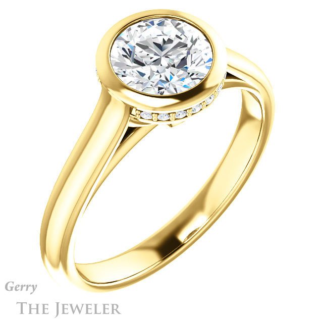 Round Cut Forever One Moissanite Engagement Ring #GTJ1242-round-fo-y 4 Round Cut Forever One Moissanite Engagement Ring #GTJ1242-round-fo-y
