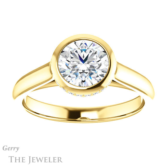 Round Cut Forever One Moissanite Engagement Ring #GTJ1242-round-fo-y 1 Round Cut Forever One Moissanite Engagement Ring #GTJ1242-round-fo-y