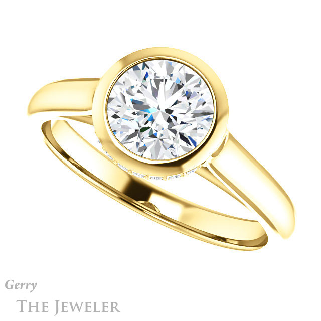 Round Cut Forever One Moissanite Engagement Ring #GTJ1242-round-fo-y 5 Round Cut Forever One Moissanite Engagement Ring #GTJ1242-round-fo-y