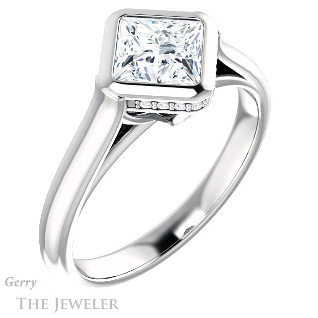 Princess Cut Forever One Moissanite Engagement Ring #GTJ1242-square-fo-w 4 Princess Cut Forever One Moissanite Engagement Ring #GTJ1242-square-fo-w