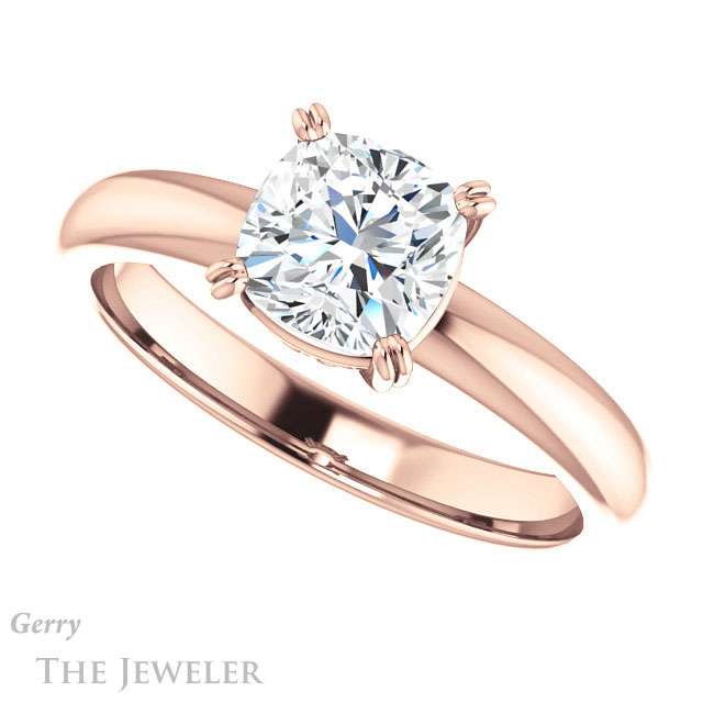 Cushion Cut Forever One Moissanite Engagement Ring #GTJ1243-cushion-fo-r 5 Cushion Cut Forever One Moissanite Engagement Ring #GTJ1243-cushion-fo-r