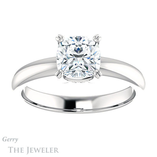 Cushion Cut Forever One Moissanite Engagement Ring #GTJ1243-cushion-fo-w