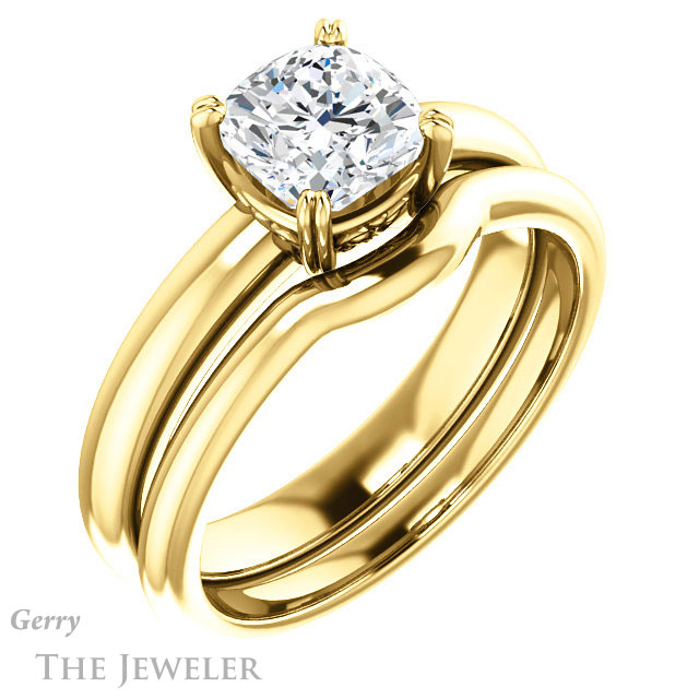 Cushion Cut Forever One Moissanite Engagement Ring #GTJ1243-cushion-fo-y 6 Cushion Cut Forever One Moissanite Engagement Ring #GTJ1243-cushion-fo-y