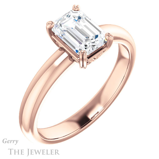 Emerald Cut Forever One Moissanite Engagement Ring #GTJ1243-emerald-fb-r 4 Emerald Cut Forever Brilliant Moissanite Engagement Ring #GTJ1243-emerald-fb-r