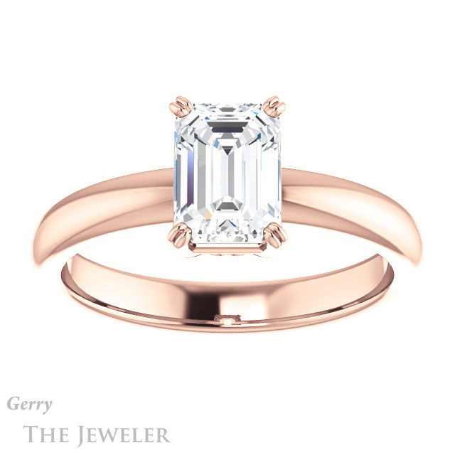 Emerald Cut Forever One Moissanite Engagement Ring #GTJ1243-emerald-fb-r 1 Emerald Cut Forever Brilliant Moissanite Engagement Ring #GTJ1243-emerald-fb-r