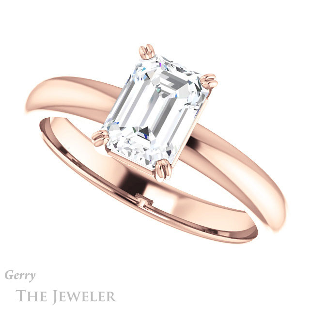 Emerald Cut Forever One Moissanite Engagement Ring #GTJ1243-emerald-fb-r 5 Emerald Cut Forever Brilliant Moissanite Engagement Ring #GTJ1243-emerald-fb-r