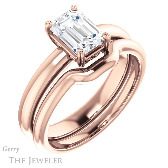 Emerald Cut Forever One Moissanite Engagement Ring #GTJ1243-emerald-fb-r 6 Emerald Cut Forever Brilliant Moissanite Engagement Ring #GTJ1243-emerald-fb-r