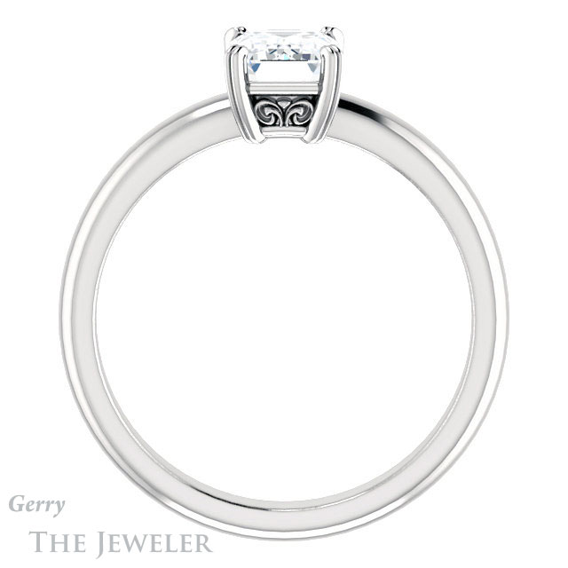 Emerald Cut Forever One Moissanite Engagement Ring #GTJ1243-emerald-fb-w 2 Emerald Cut Forever Brilliant Moissanite Engagement Ring #GTJ1243-emerald-fb-w