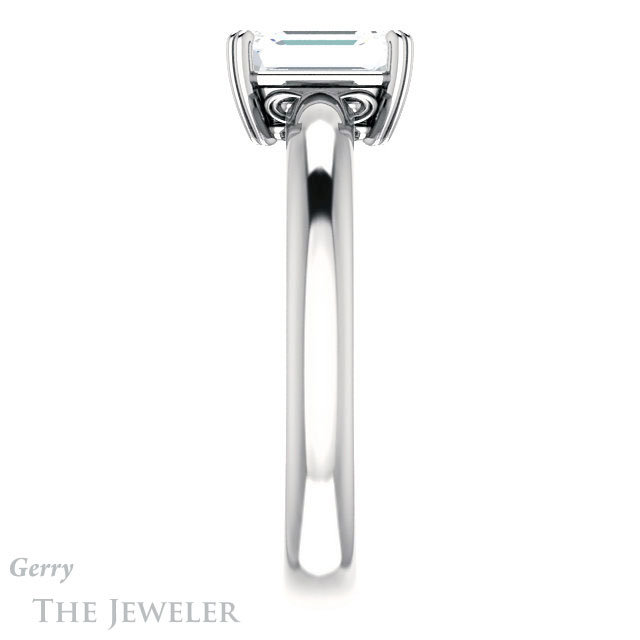 Emerald Cut Forever One Moissanite Engagement Ring #GTJ1243-emerald-fb-w 3 Emerald Cut Forever Brilliant Moissanite Engagement Ring #GTJ1243-emerald-fb-w