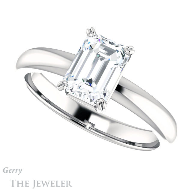 Emerald Cut Forever One Moissanite Engagement Ring #GTJ1243-emerald-fb-w 5 Emerald Cut Forever Brilliant Moissanite Engagement Ring #GTJ1243-emerald-fb-w
