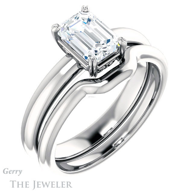 Emerald Cut Forever One Moissanite Engagement Ring #GTJ1243-emerald-fb-w 6 Emerald Cut Forever Brilliant Moissanite Engagement Ring #GTJ1243-emerald-fb-w