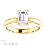 Emerald Cut Forever One Moissanite Engagement Ring #GTJ1243-emerald-fb-y 1 Emerald Cut Forever Brilliant Moissanite Engagement Ring #GTJ1243-emerald-fb-y