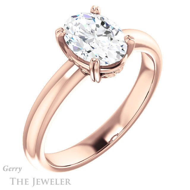 Oval Shaped Forever One Moissanite Engagement Ring #GTJ1243-oval-fo-r
