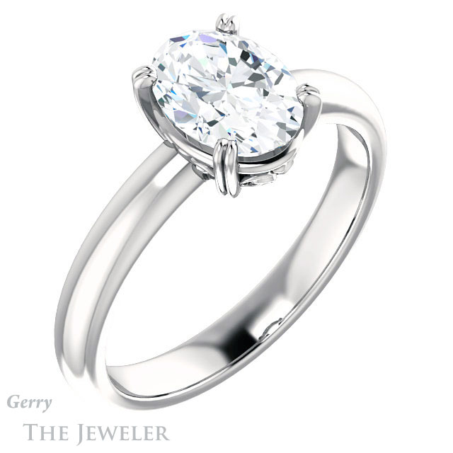 Oval Shaped Forever One Moissanite Engagement Ring #GTJ1243-oval-fo-w