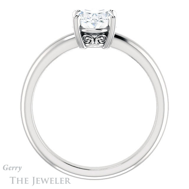 Oval Shaped Forever One Moissanite Engagement Ring #GTJ1243-oval-fo-w