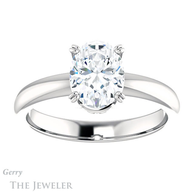 Oval Shaped Forever One Moissanite Engagement Ring #GTJ1243-oval-fo-w