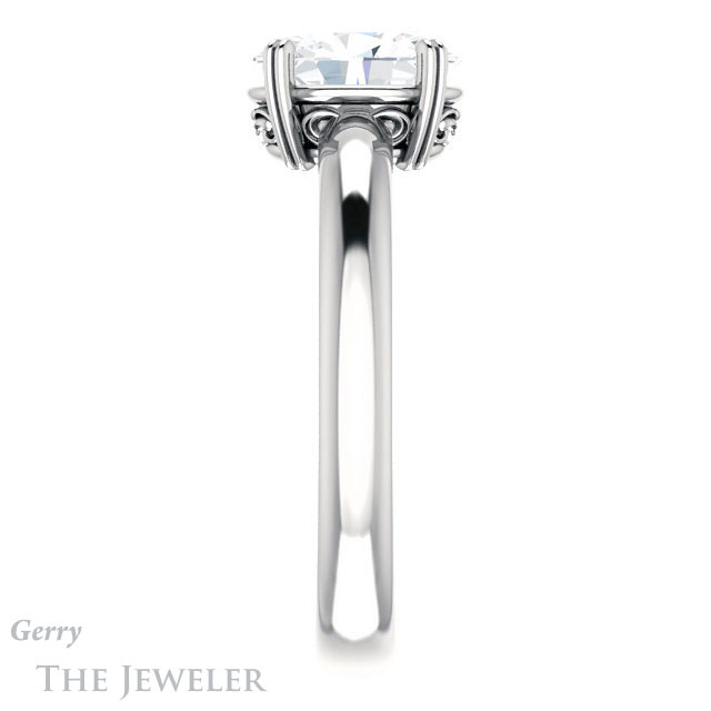 Oval Shaped Forever One Moissanite Engagement Ring #GTJ1243-oval-fo-w