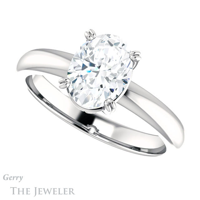 Oval Shaped Forever One Moissanite Engagement Ring #GTJ1243-oval-fo-w