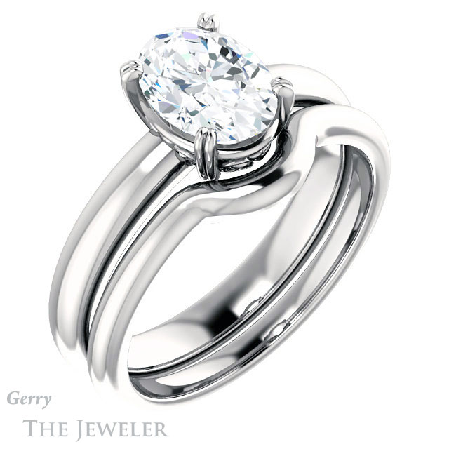 Oval Shaped Forever One Moissanite Engagement Ring #GTJ1243-oval-fo-w