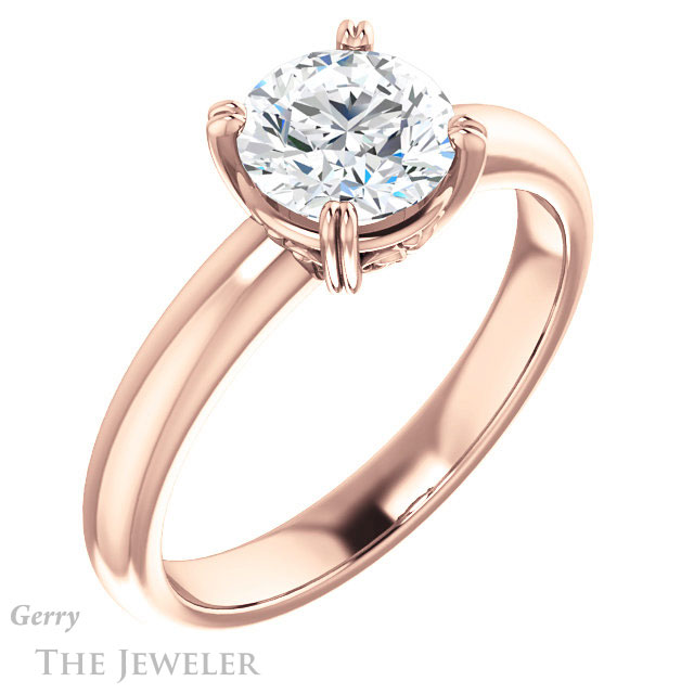 Round Cut Forever One Moissanite Engagement Ring #GTJ1243-round-fo-r