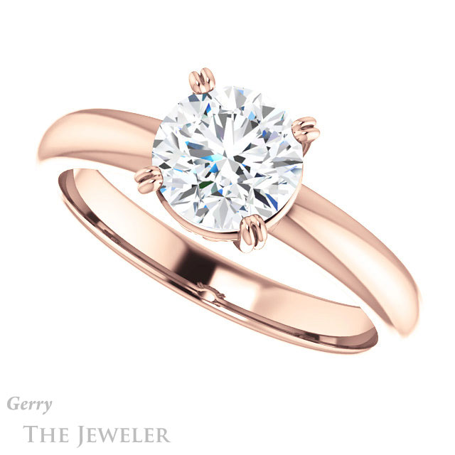 Round Cut Forever One Moissanite Engagement Ring #GTJ1243-round-fo-r