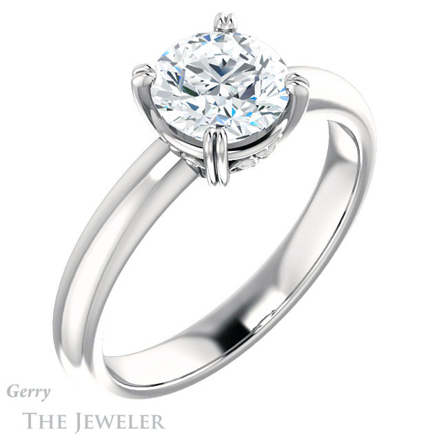 Round Cut Forever One Moissanite Engagement Ring #GTJ1243-round-fo-w 4 Round Cut Forever One Moissanite Engagement Ring #GTJ1243-round-fo-w
