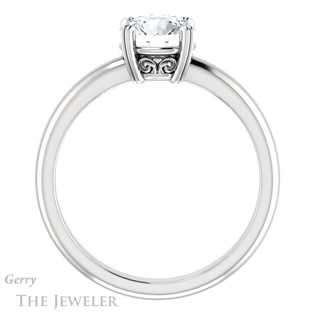 Round Cut Forever One Moissanite Engagement Ring #GTJ1243-round-fo-w 2 Round Cut Forever One Moissanite Engagement Ring #GTJ1243-round-fo-w
